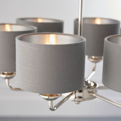 Endon 94381 - Ljuskrona på kedja HIGHCLERE 6xE14/28W/230V grå/skinande krom
