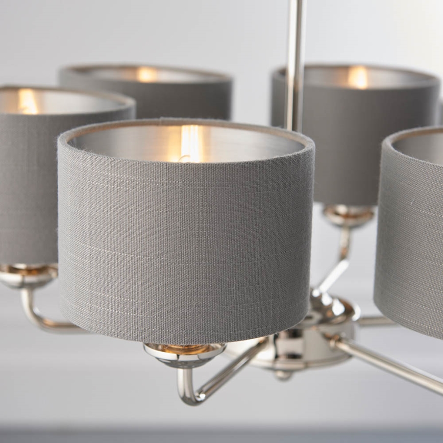 Endon 94381 - Ljuskrona på kedja HIGHCLERE 6xE14/28W/230V grå/skinande krom