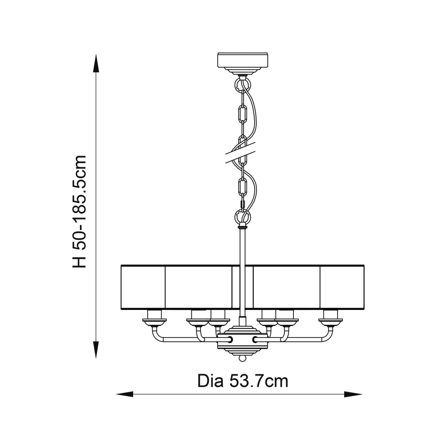 Endon 94381 - Ljuskrona på kedja HIGHCLERE 6xE14/28W/230V grå/skinande krom