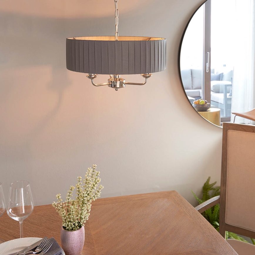 Endon 94394 - Ljuskrona på kedja HIGHCLERE 3xE14/40W/230V mörk/skinande krom
