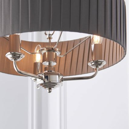 Endon 94394 - Ljuskrona på kedja HIGHCLERE 3xE14/40W/230V mörk/skinande krom