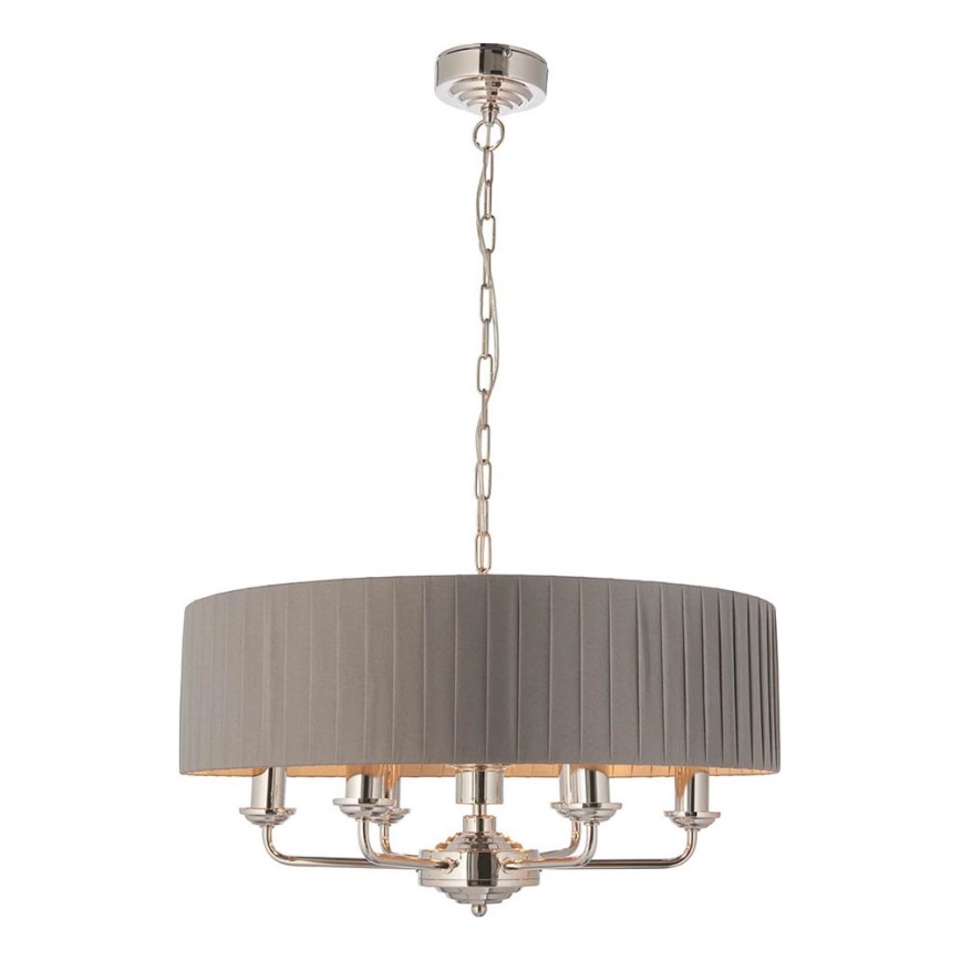 Endon 94397 - Ljuskrona på kedja HIGHCLERE 6xE14/40W/230V grå/skinande krom