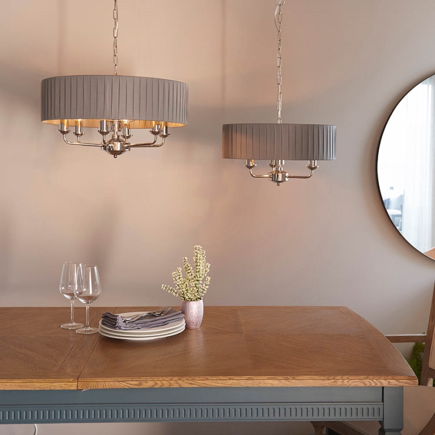 Endon 94397 - Ljuskrona på kedja HIGHCLERE 6xE14/40W/230V grå/skinande krom