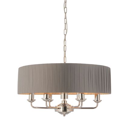Endon 94397 - Ljuskrona på kedja HIGHCLERE 6xE14/40W/230V grå/skinande krom