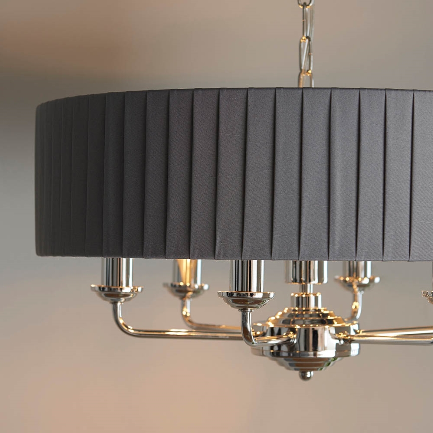 Endon 94397 - Ljuskrona på kedja HIGHCLERE 6xE14/40W/230V grå/skinande krom