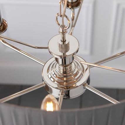 Endon 94397 - Ljuskrona på kedja HIGHCLERE 6xE14/40W/230V grå/skinande krom
