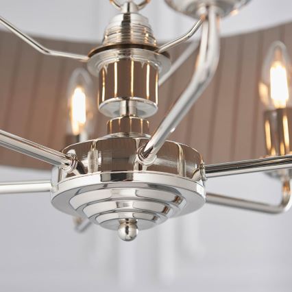 Endon 94397 - Ljuskrona på kedja HIGHCLERE 6xE14/40W/230V grå/skinande krom