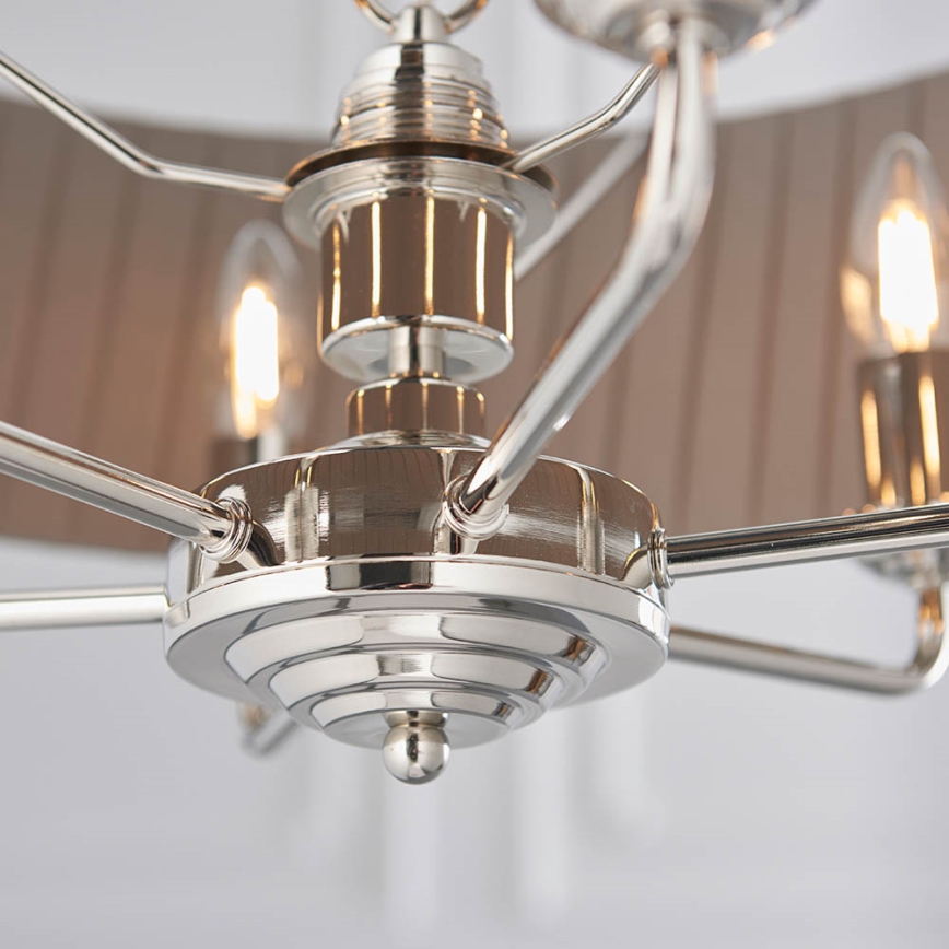 Endon 94397 - Ljuskrona på kedja HIGHCLERE 6xE14/40W/230V grå/skinande krom