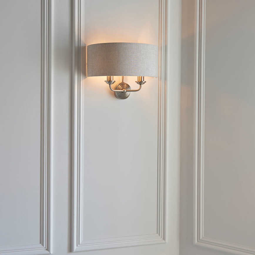 Endon 94403 - Vägglampa HIGHCLERE 2xE14/40W/230V grå/matt krom