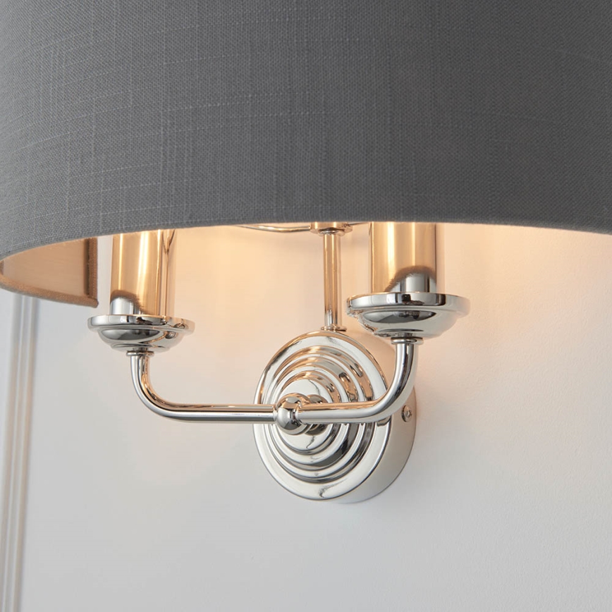 Endon 94406 - Vägglampa HIGHCLERE 2xE14/40W/230V mörk/skinande krom