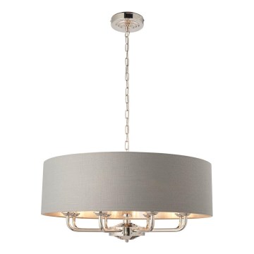 Endon 94415 - Ljuskrona på kedja HIGHCLERE 8xE14/40W/230V grå/skinande krom diameter 70 cm