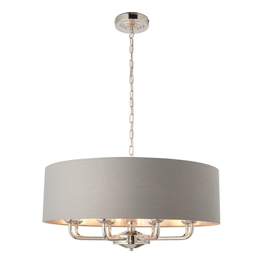 Endon 94415 - Ljuskrona på kedja HIGHCLERE 8xE14/40W/230V grå/skinande krom diameter 70 cm