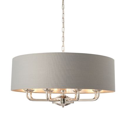 Endon 94415 - Ljuskrona på kedja HIGHCLERE 8xE14/40W/230V grå/skinande krom diameter 70 cm