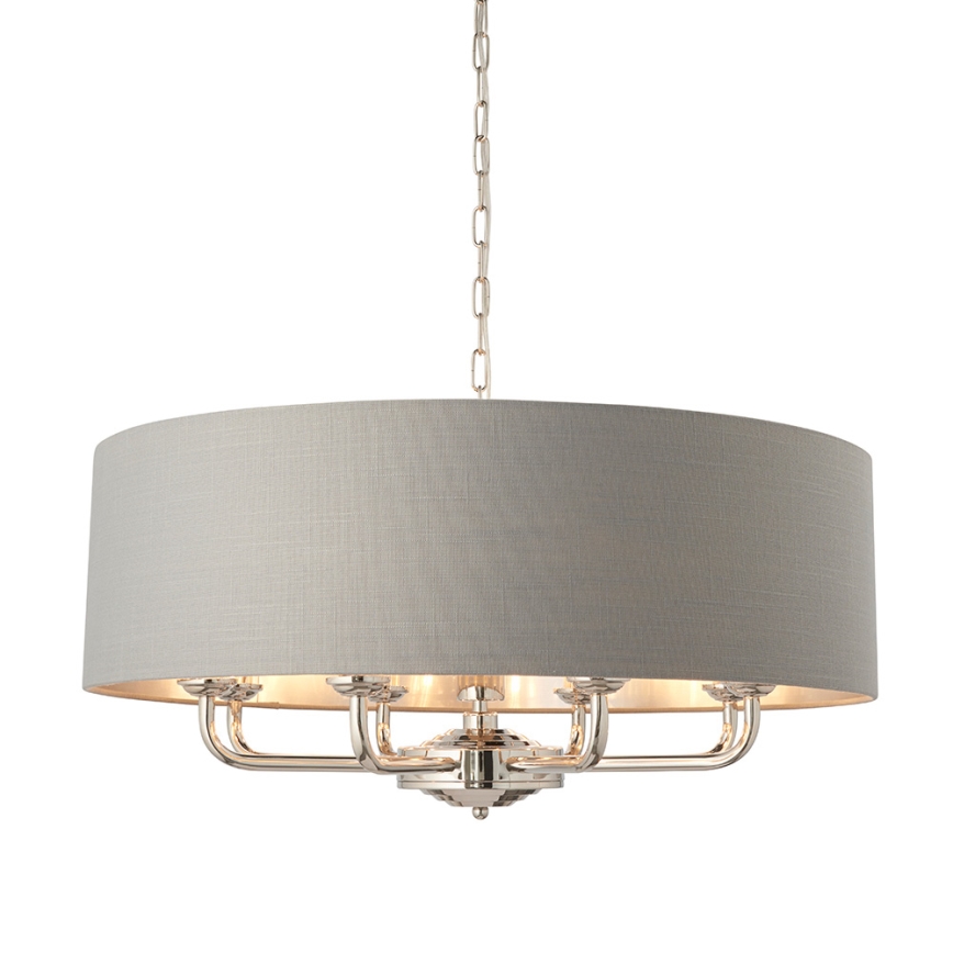 Endon 94415 - Ljuskrona på kedja HIGHCLERE 8xE14/40W/230V grå/skinande krom diameter 70 cm