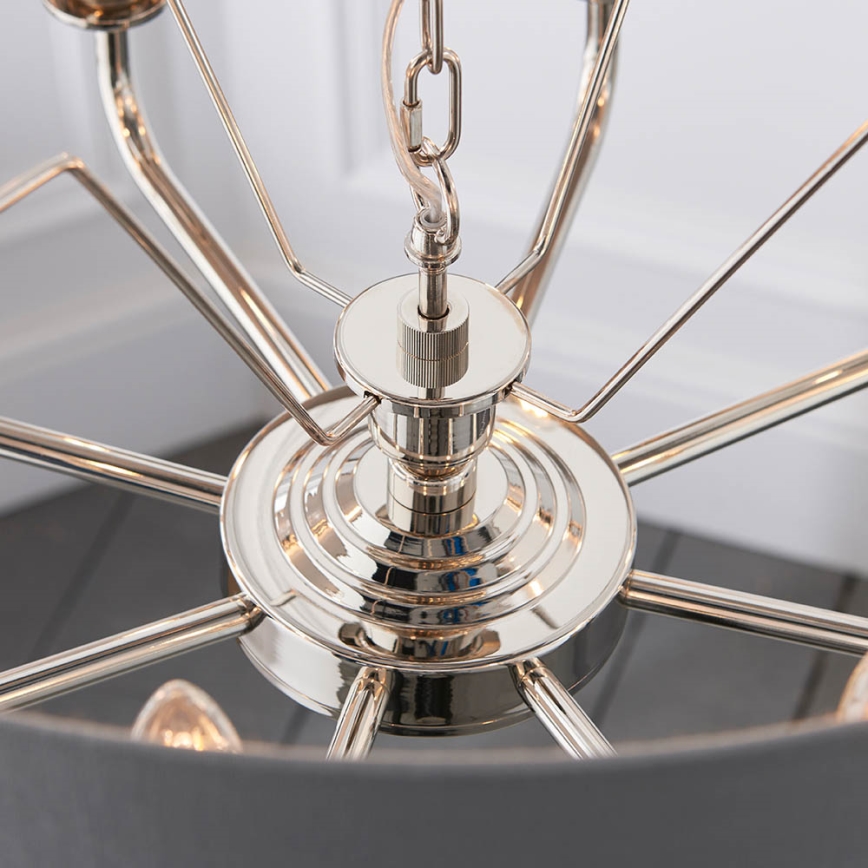 Endon 94415 - Ljuskrona på kedja HIGHCLERE 8xE14/40W/230V grå/skinande krom diameter 70 cm