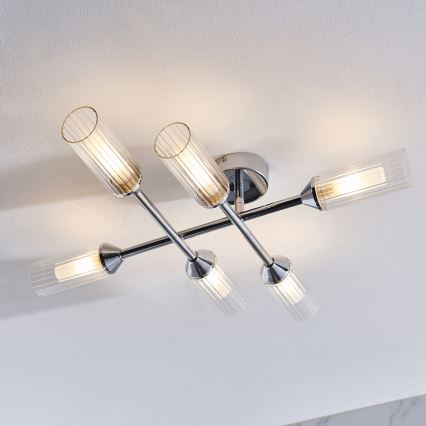 Endon 95045 - Badrum ytmonterad ljuskrona NATORI 6xG9/3W/230V IP44 skinande krom