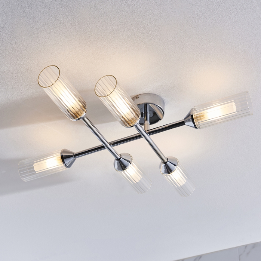 Endon 95045 - Badrum ytmonterad ljuskrona NATORI 6xG9/3W/230V IP44 skinande krom