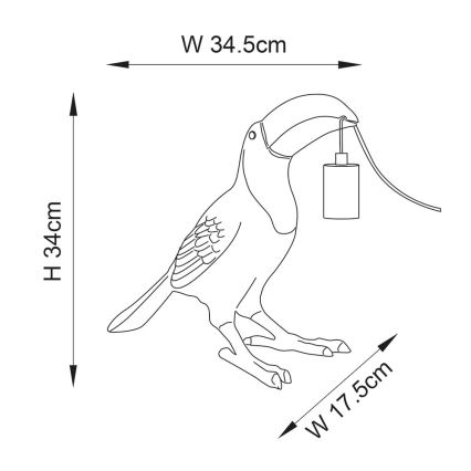 Endon 95077 - Bordslampa TOCO TOUCAN 1xE27/10W/230V guld