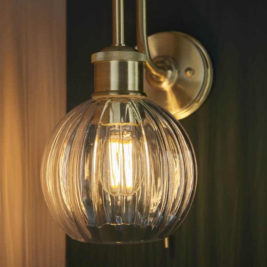 Endon 95507 - Vägglampa för badrum KENDALL 1xE27/10W/230V IP44 mässing