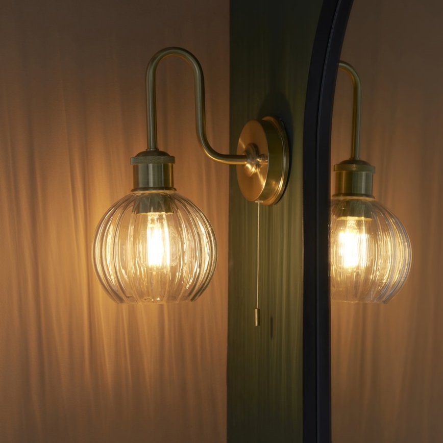 Endon 95507 - Vägglampa för badrum KENDALL 1xE27/10W/230V IP44 mässing