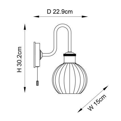 Endon 95507 - Vägglampa för badrum KENDALL 1xE27/10W/230V IP44 mässing