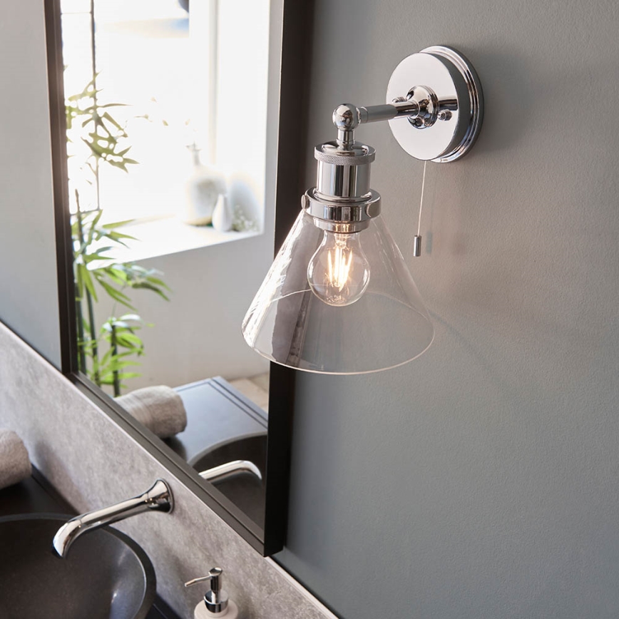 Endon 95513- Väggspotlight för badrum TOULON 1xE27/10W/230V IP44, blank krom