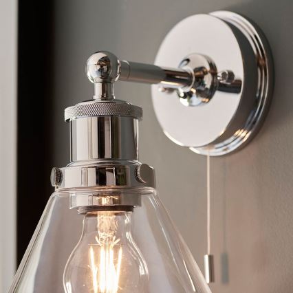 Endon 95513- Väggspotlight för badrum TOULON 1xE27/10W/230V IP44, blank krom