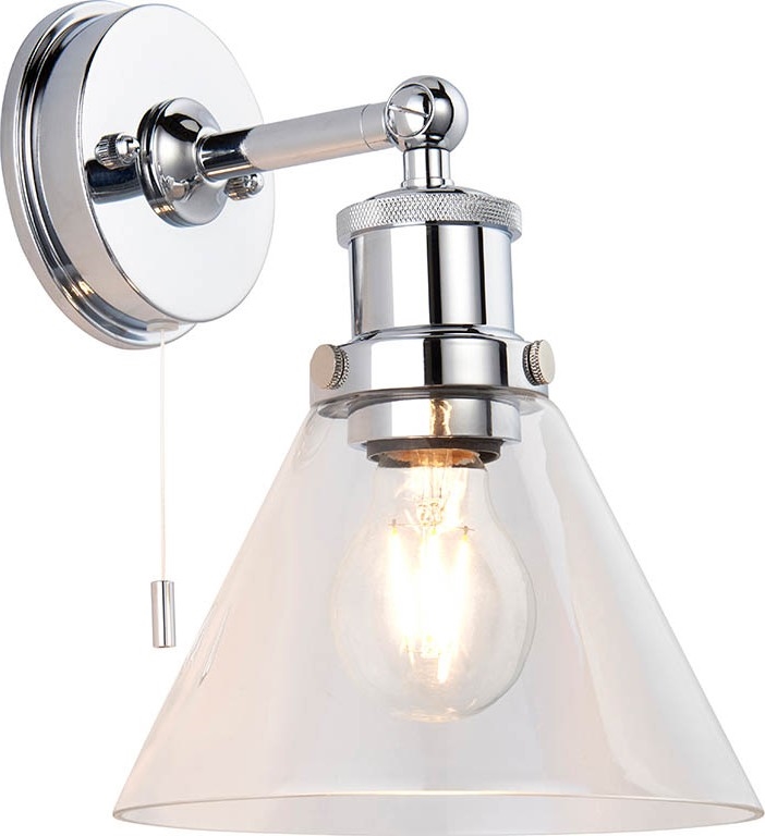 Endon 95513- Väggspotlight för badrum TOULON 1xE27/10W/230V IP44, blank krom