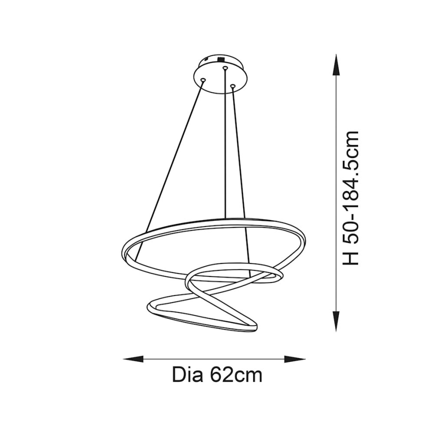 Endon 97632 - LED-pendellampa på vajer DUNE LED/47,5W/230V 3000K svart