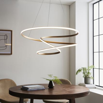 Endon 97639 - TWIRL dimbar LED-pendellampa på vajer LED/88W/230V 3000K guld