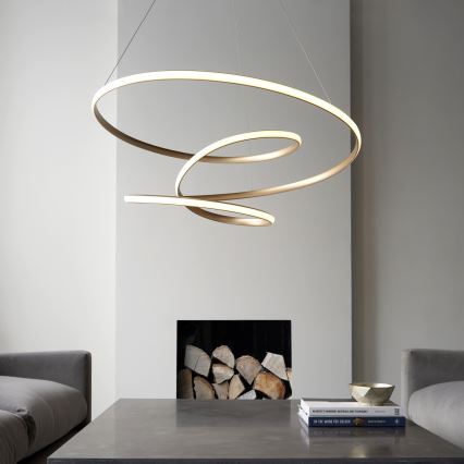 Endon 97639 - TWIRL dimbar LED-pendellampa på vajer LED/88W/230V 3000K guld