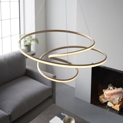 Endon 97639 - TWIRL dimbar LED-pendellampa på vajer LED/88W/230V 3000K guld
