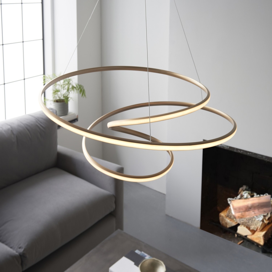 Endon 97639 - TWIRL dimbar LED-pendellampa på vajer LED/88W/230V 3000K guld