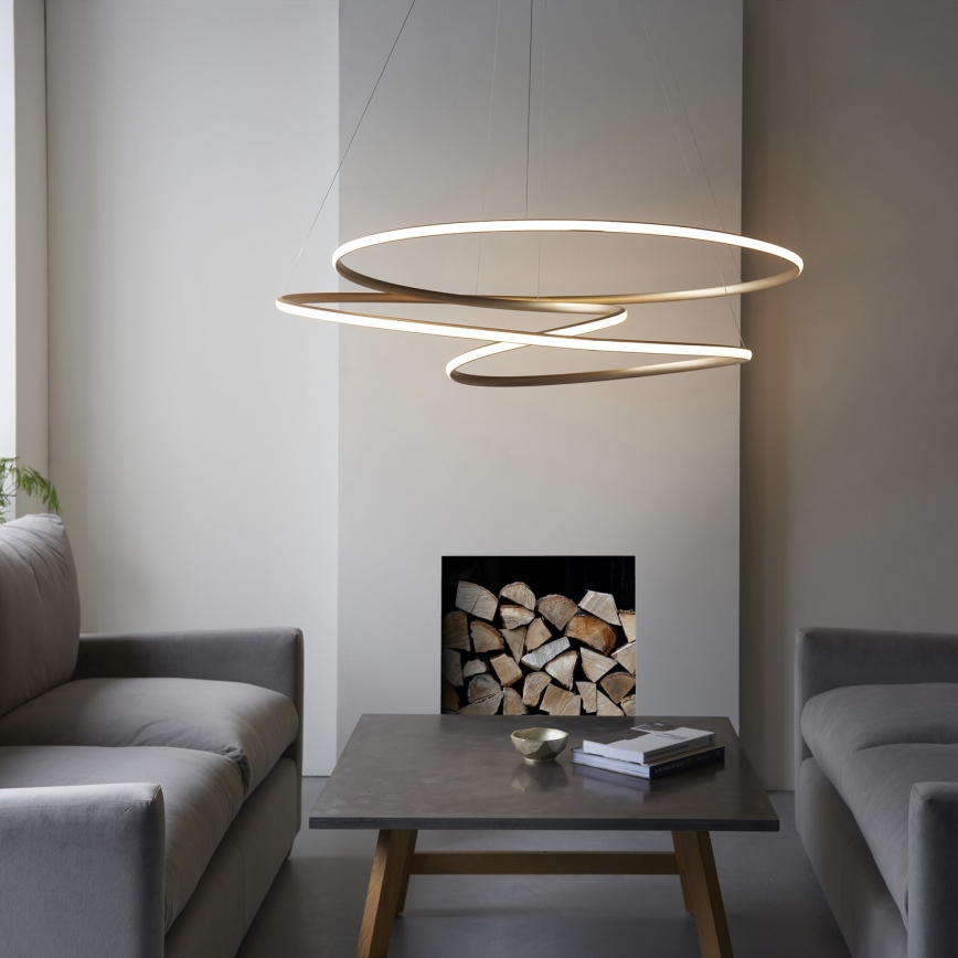 Endon 97645 - Dimbar LED-pendel på vajer TWIRL LED/131W/230V 3000K, guldfinish