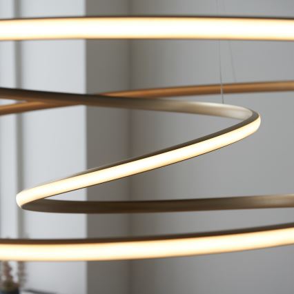 Endon 97645 - Dimbar LED-pendel på vajer TWIRL LED/131W/230V 3000K, guldfinish