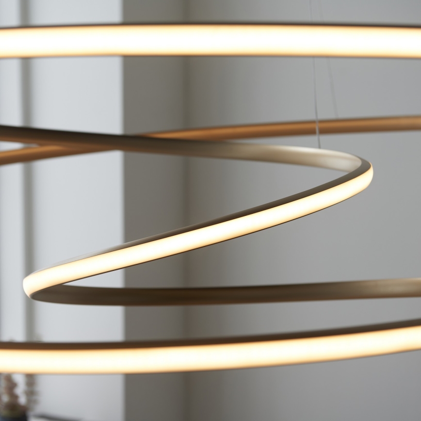 Endon 97645 - Dimbar LED-pendel på vajer TWIRL LED/131W/230V 3000K, guldfinish