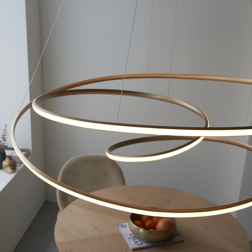 Endon 97645 - Dimbar LED-pendel på vajer TWIRL LED/131W/230V 3000K, guldfinish