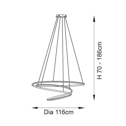 Endon 97645 - Dimbar LED-pendel på vajer TWIRL LED/131W/230V 3000K, guldfinish