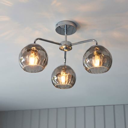 Endon 97971 - Plafondlampa DIMPLE 3xE14/7W/230V blank krom/rökgrå