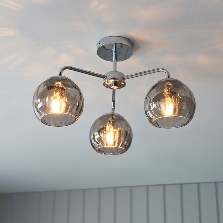 Endon 97971 - Plafondlampa DIMPLE 3xE14/7W/230V blank krom/rökgrå
