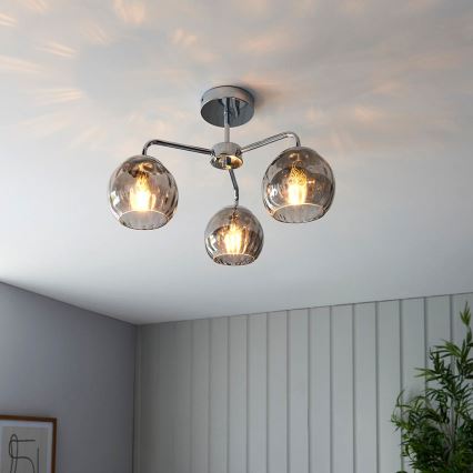 Endon 97971 - Plafondlampa DIMPLE 3xE14/7W/230V blank krom/rökgrå