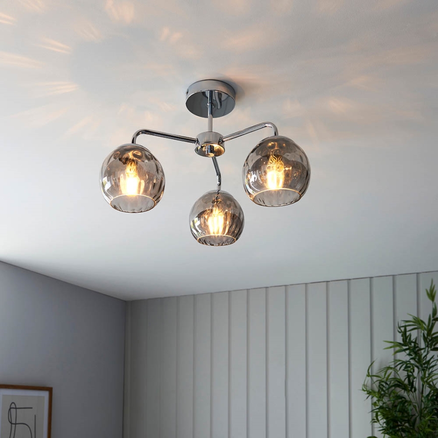 Endon 97971 - Plafondlampa DIMPLE 3xE14/7W/230V blank krom/rökgrå