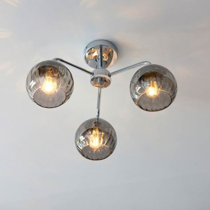 Endon 97971 - Plafondlampa DIMPLE 3xE14/7W/230V blank krom/rökgrå