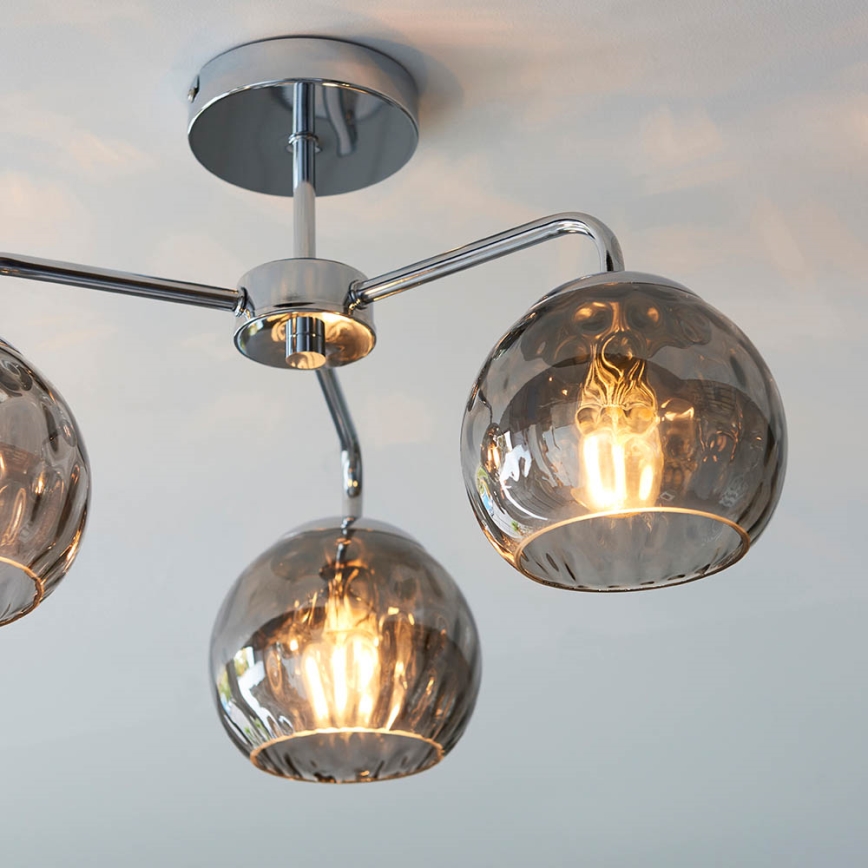 Endon 97971 - Plafondlampa DIMPLE 3xE14/7W/230V blank krom/rökgrå