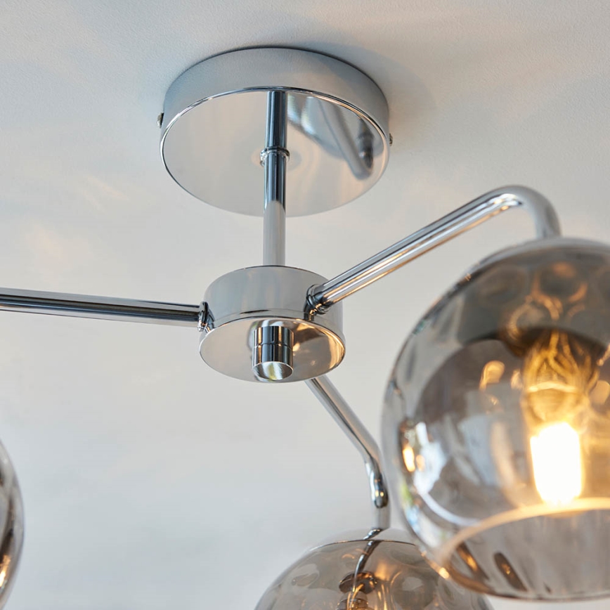 Endon 97971 - Plafondlampa DIMPLE 3xE14/7W/230V blank krom/rökgrå