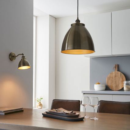 Endon 98744 - Pendellampa på vajer FRANKLIN 1xE27/10W/230V mässing