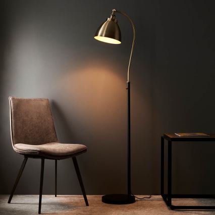 Endon 98748 - Golvlampa FRANKLIN 1xE27/10W/230V mässing/svart