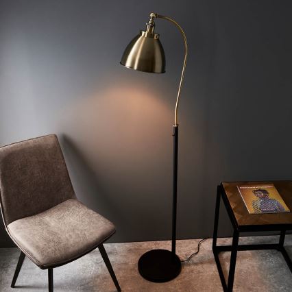 Endon 98748 - Golvlampa FRANKLIN 1xE27/10W/230V mässing/svart