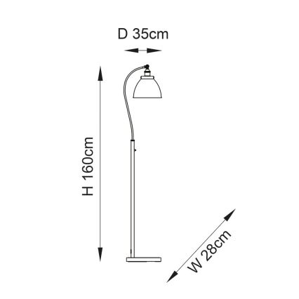 Endon 98748 - Golvlampa FRANKLIN 1xE27/10W/230V mässing/svart