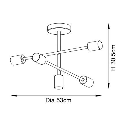 Endon 98786 - Ljuskrona på stång SOHAN 5xE27/10W/230V mässing